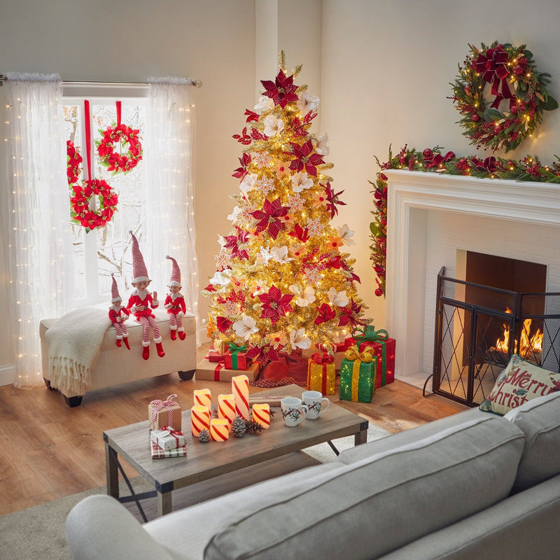 Charming Set of 3 Cordless Pre-Lit 16-Inch Mini Christmas Wreaths with LED Lights