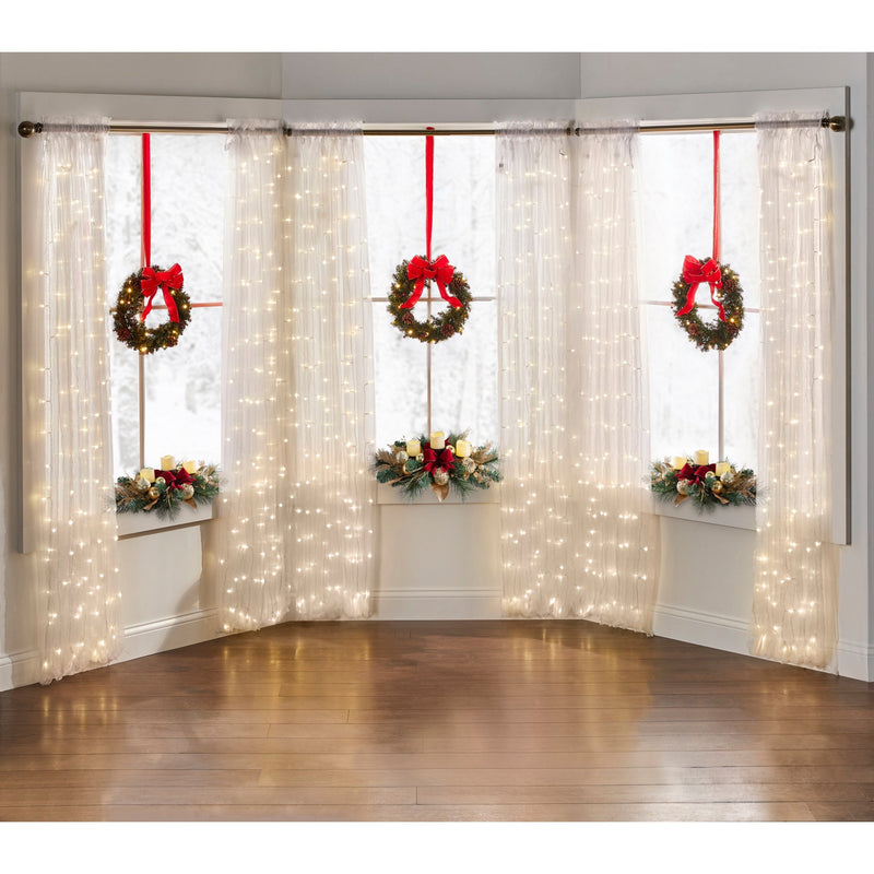 Charming Set of 3 Cordless Pre-Lit 16-Inch Mini Christmas Wreaths with LED Lights