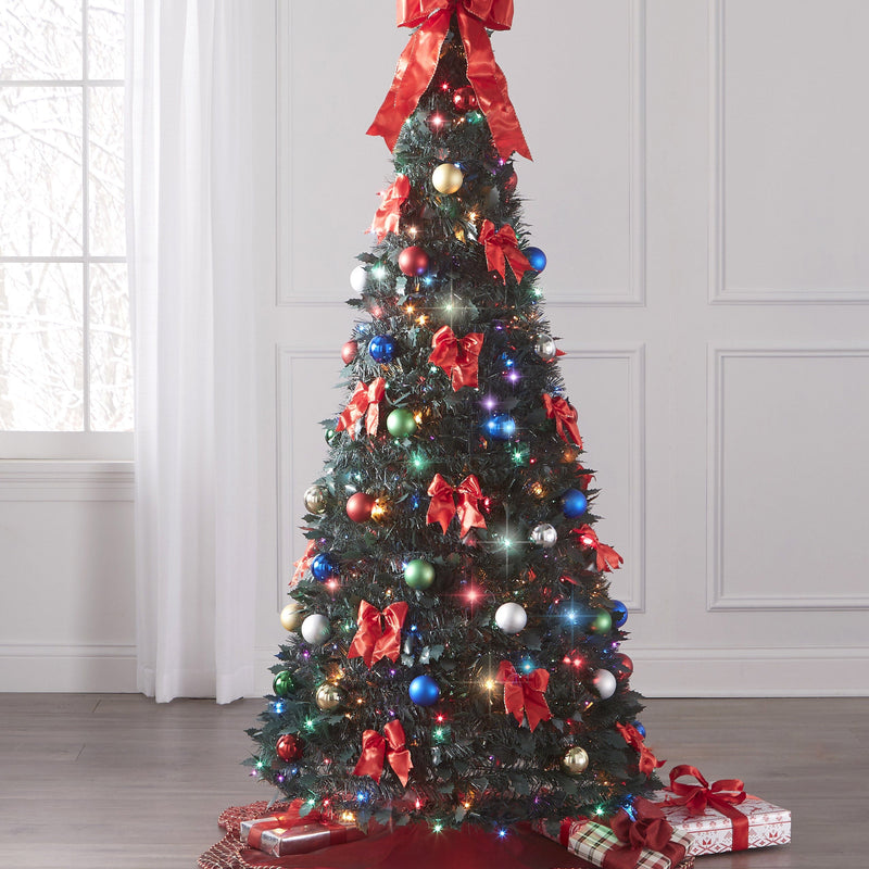 24-Inch Pre-Lit Holiday Evergreen Stair Swag with LED Timer Lights