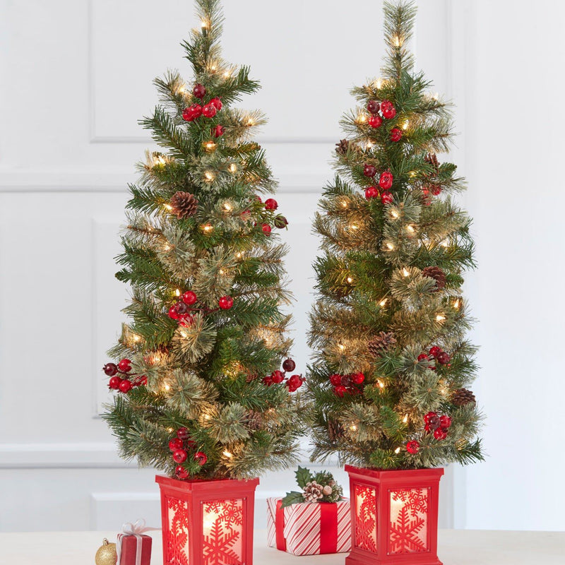 24-Inch Pre-Lit Holiday Evergreen Stair Swag with LED Timer Lights